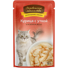 Корм для кошек Деревенские лакомства Курица с уткой в нежном желе 70 г