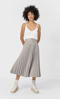 Stradivarius Юбка Из Искусственной Кожи С Пуговицами Женская Коллекция Multicolor M