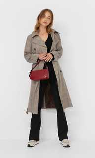 Stradivarius Длинный Тренч В Клетку Женская Коллекция Бежевый S