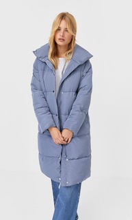 Stradivarius Длинное Стеганое Пальто Женская Коллекция Индиго L