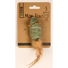 Игрушка для кошки Mon Tero Эко мышка с перьями и кошачьей мятой, 7,6 см