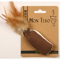 Игрушка для кошки Mon Tero Эко мешочек с перьями и кошачьей мятой, 8х4 см