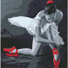 Картина по номерам Котеин "Балерина в красных пуантах", 30х30 см