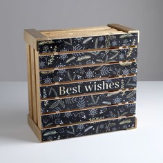 Ящик деревянный best wishes, 30 × 30 × 15 см Дарите Счастье