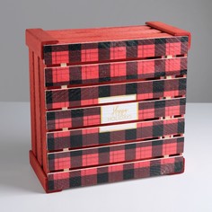 Ящик деревянный happy new year, 30 × 30 × 15 см Дарите Счастье