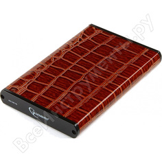 Внешний корпус gembird 2.5" usb 2.0 sata металл/кожзам коричневый ee2-u2s-70l-br