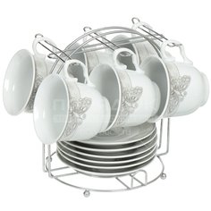 Сервиз чайный из керамики, 12 предметов, на подставке Вечерняя дымка DNN