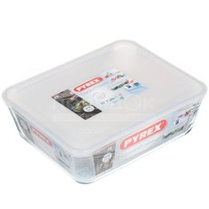 Форма для выпечки жаропрочная стеклянная Pyrex Cook Freez 244P000 прямоугольная с крышкой, 4 л