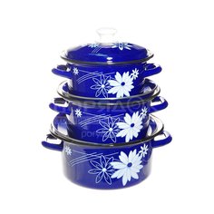 Набор эмалированной посуды Керченский металлургический завод Валенсия-1, (кастрюля 2+3+4 л), 6 предметов