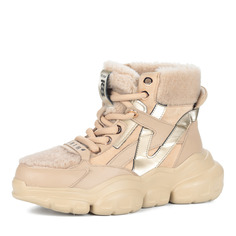 Ботинки Бежевые ботинки из комбинированных материалов на утолщенной подошве Respect