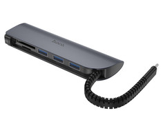 Хаб Hoco USB-C HB17 Easy Connect Type-C Adapter Type-C to USB3.0 3+SD+TF