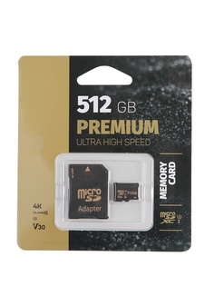 Карта памяти 512Gb - Perfeo microSDXC High-Capacity Class 10 UHS-1 V30 PF512GMCSX10V30A с переходником под SD