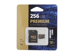 Карта памяти 256Gb - Perfeo microSDXC High-Capacity Class 10 UHS-1 V30 PF256GMCSX10V30A с переходником под SD