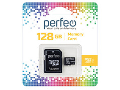 Карта памяти 128Gb - Perfeo Micro Secure Digital XC HC UHS-1 Class 10 PF128GMCSX10U1