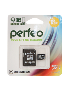 Карта памяти 128Gb - Perfeo Micro Secure Digital XC HC UHS-1 Class 10 PF128GMCSX10U1A