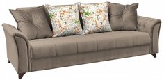 Прямой диван-кровать Ирис Лекко десерт/Фибра 2885/5 коричневые цветы Bravo