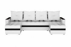 П-образный диван Атланта Экокожа Белый/Черный Bravo