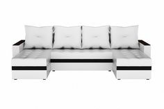 П-образный диван Атланта Экокожа Белый/Черный Bravo