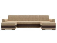 П-образный диван Честер Микровельвет Бежевый/Коричневый Bravo