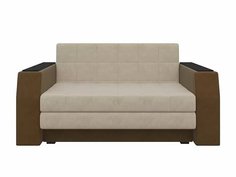 Прямой диван Атлант мини Микровельвет Бежевый/Коричневый Bravo