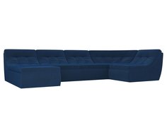 П-образный модульный диван Холидей Велюр Синий Bravo