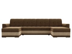 П-образный диван Честер Микровельвет Коричневый/Бежевый Bravo