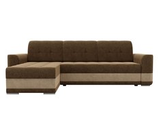 Угловой диван левый Честер Микровельвет Коричневый/Бежевый Bravo