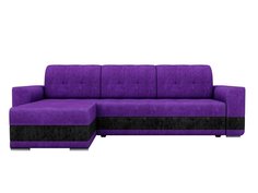 Угловой диван левый Честер Велюр Фиолетовый/Черный Bravo