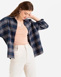Клетчатая рубашка oversize с объёмными рукавами Gloria Jeans
