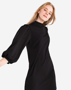 Чёрное платье с рукавами-фонариками Gloria Jeans