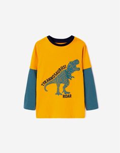 Жёлтый лонгслив с динозавром для мальчика Gloria Jeans