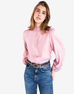 Розовая рубашка с воротником-стойкой Gloria Jeans