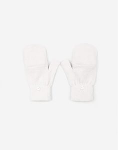 Белые пушистые варежки-перчатки для девочки Gloria Jeans
