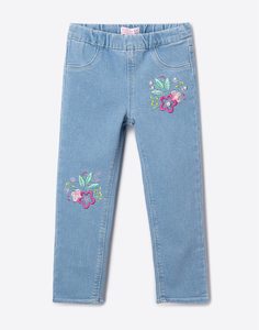 Джеггинсы с цветочной вышивкой для девочки Gloria Jeans