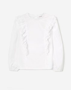 Белая блузка с оборками и кружевом для девочки Gloria Jeans