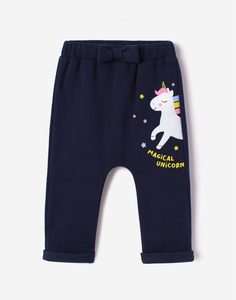 Синие брюки с единорогом для малышки Gloria Jeans