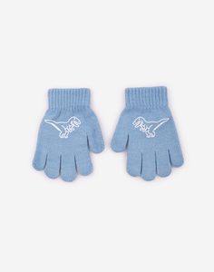 Голубые перчатки с динозаврами для мальчика Gloria Jeans