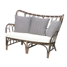 Скамейка 2-местная Rattan grand alaska с подушкой dk brown