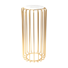 Подставка интерьерная с белым мрамором Glasar 34x34x76 см ГЛАСАР