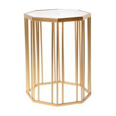 Столик интерьерный с белым мрамором Glasar 34x34x44 см ГЛАСАР