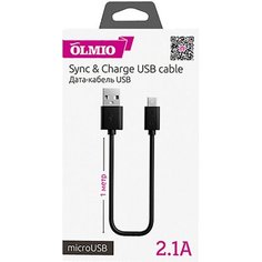 Кабель micro-USB OLMIO черный 1 м