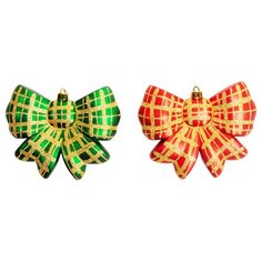 Подвеска Галстук-бабочка красная, зеленая 11 см Без бренда