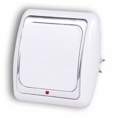 Выключатель Дельта одноклавишный с индикатором белый с серебром Rev