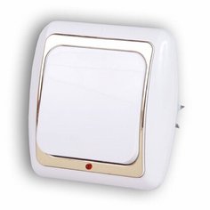Выключатель Дельта одноклавишный с индикатором белый с золотом Rev