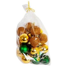 Набор новогодних шаров золотые, зеленые, шоколадные 6 см 20 шт OBI