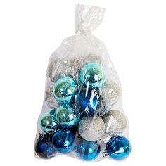 Набор новогодних шаров голубые, серебряные 6 см 20 шт OBI