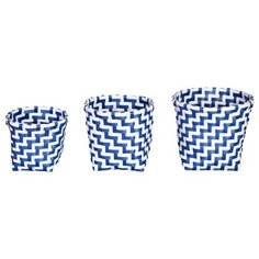 Набор корзин для хранения полипропилен бело-синие 3 шт Без бренда