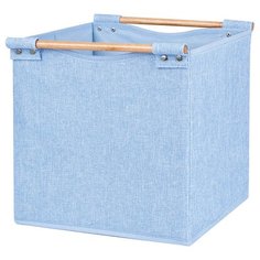 Коробка текстиль с деревянной ручкой 28х28х28 см Без бренда