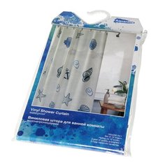 Штора для ванны Aquarelle Морской круиз 180х200 см голубая Без бренда