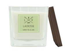 Свеча ароматическая lacrosse зеленый чай и лайм (ambientair) белый 10x10x10 см.